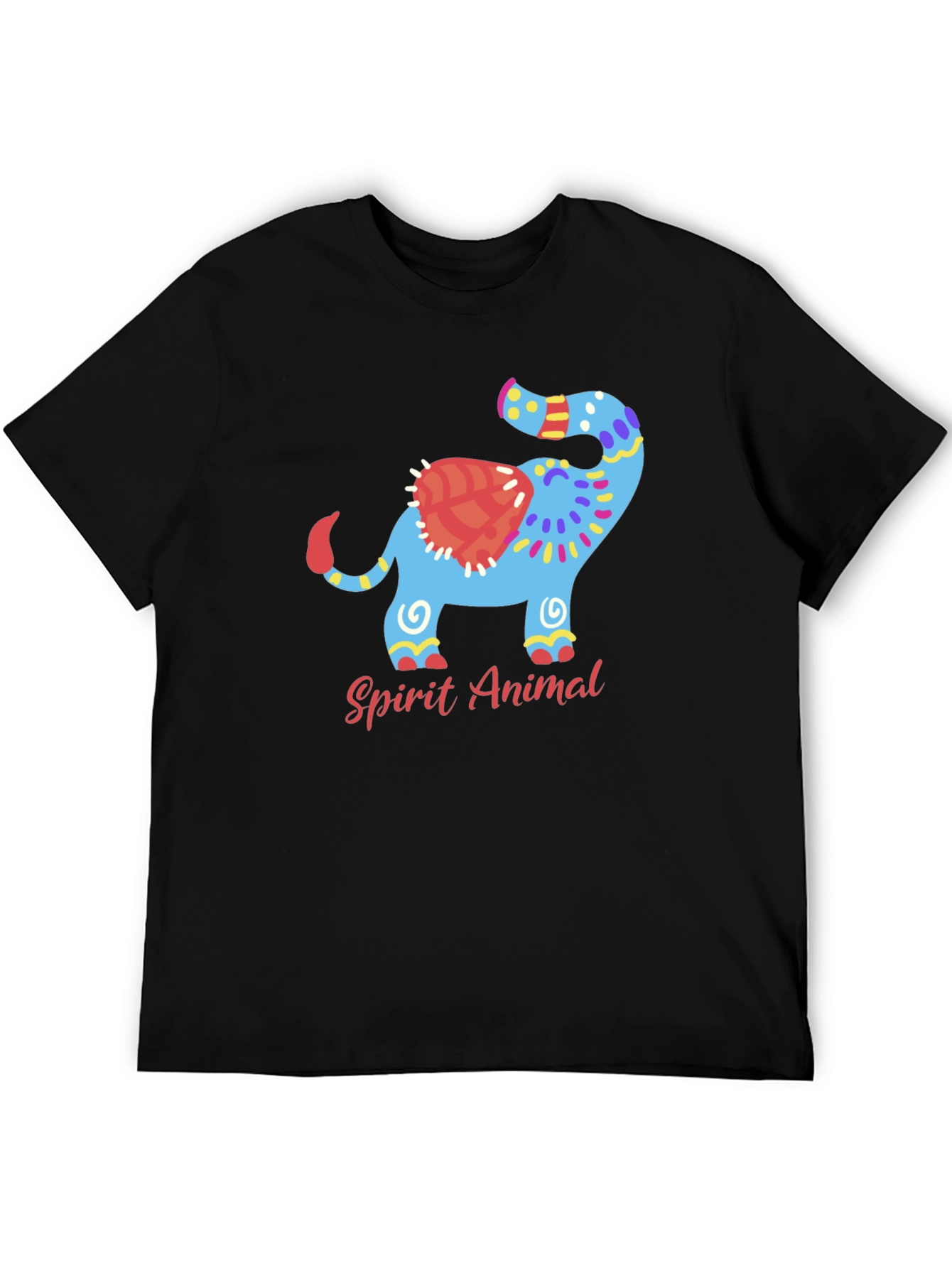 Spirit Animal Elephant Graphic Black T-Shirt