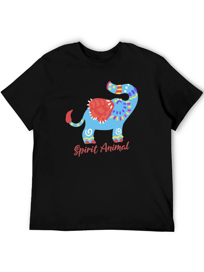 Spirit Animal Elephant Graphic Black T-Shirt