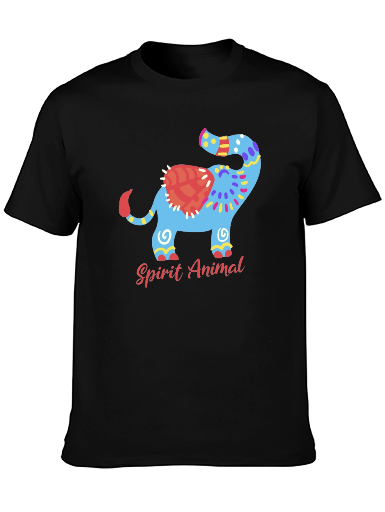 Spirit Animal Elephant Graphic Black T-Shirt