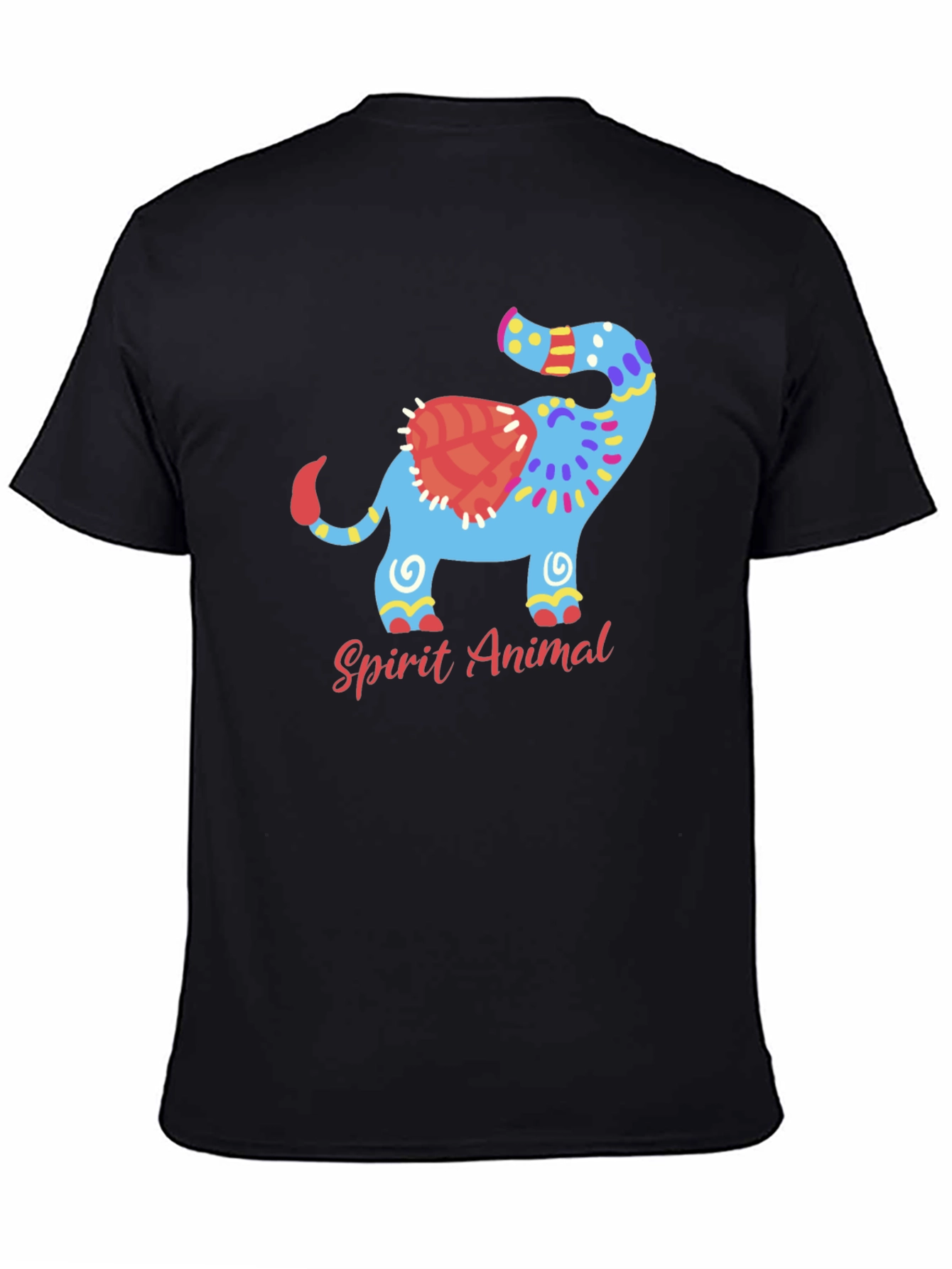 Spirit Animal Elephant Graphic Black T-Shirt