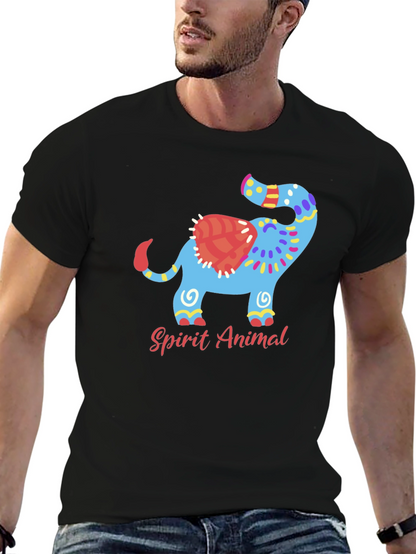 Spirit Animal Elephant Graphic Black T-Shirt