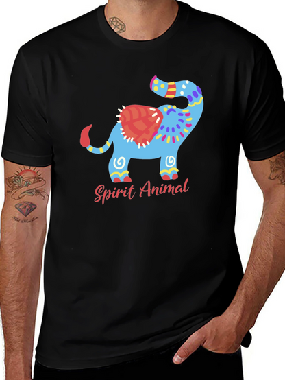 Spirit Animal Elephant Graphic Black T-Shirt