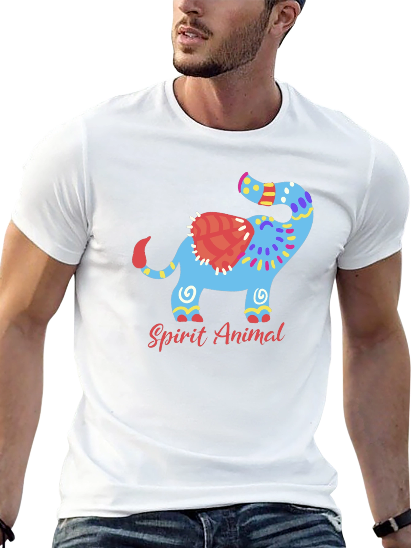 Spirit Animal Elephant Graphic Black T-Shirt