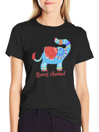 Spirit Animal Elephant Graphic Black T-Shirt