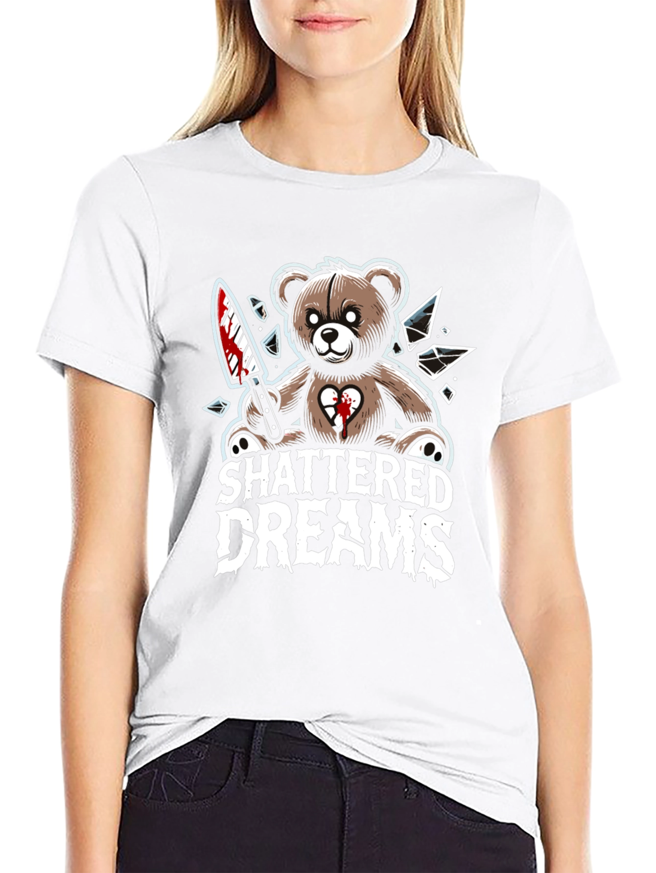 Shattered Dreams Teddy Bear Graphic T-Shirt