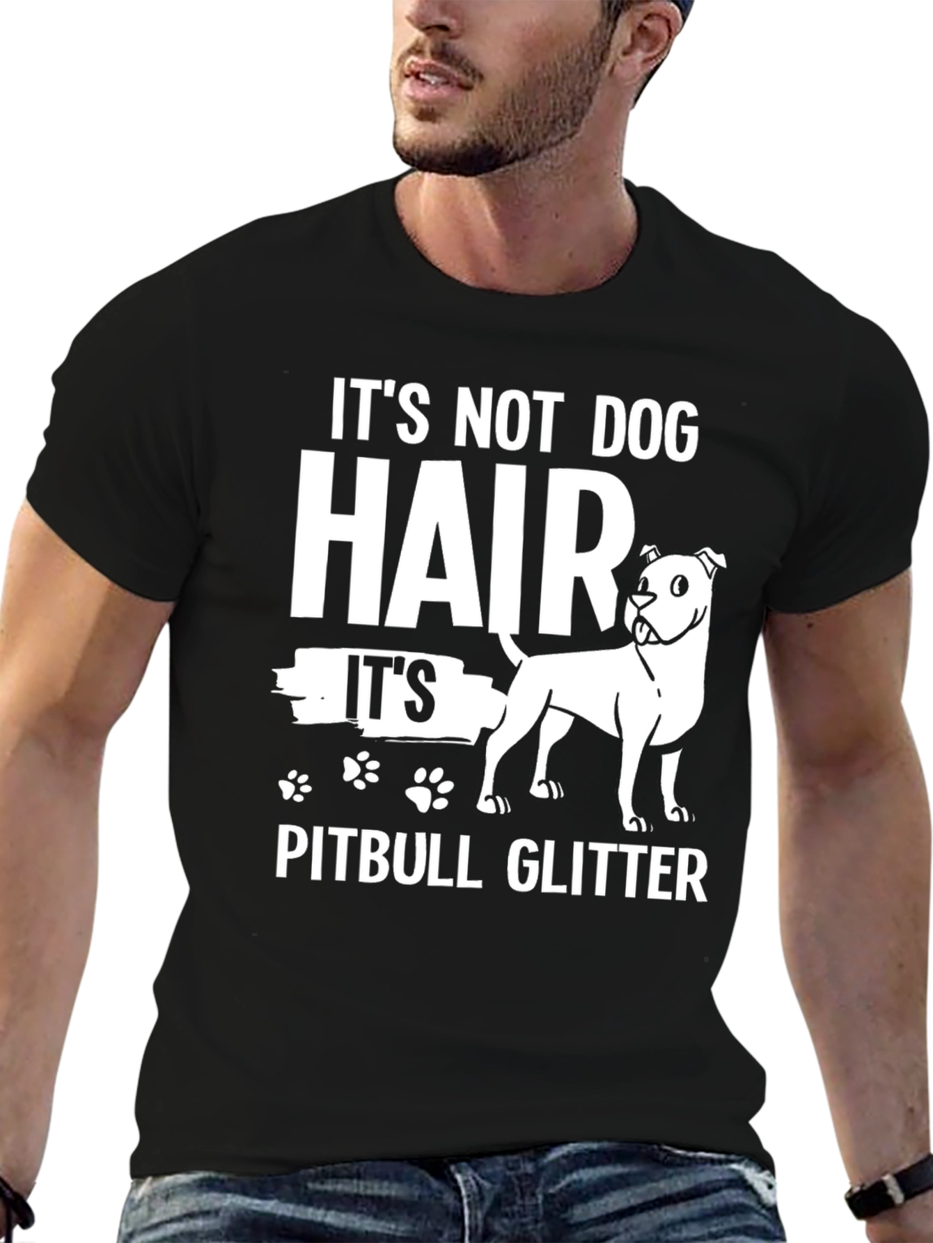 Pitbull Glitter Graphic T-Shirt - Dog Lover Tee