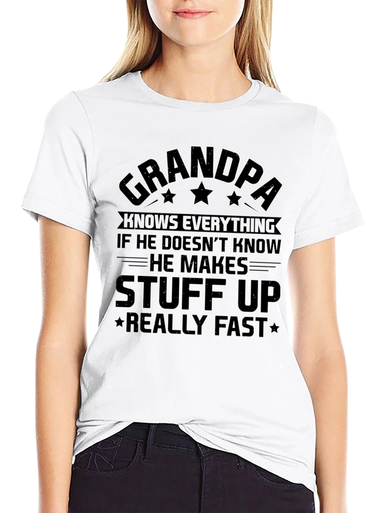 Grandpa Knows Everything Black T-Shirt