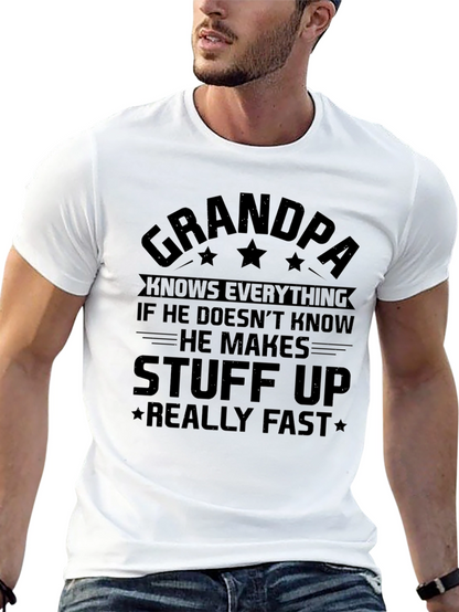 Grandpa Knows Everything Black T-Shirt