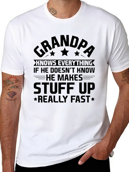 Grandpa Knows Everything Black T-Shirt