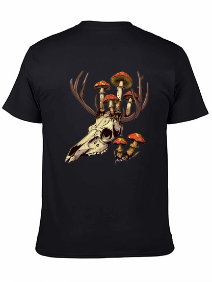 Skull and Mushroom T-Shirt - Unique Graphic Tee