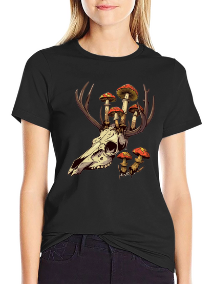 Skull and Mushroom T-Shirt - Unique Graphic Tee