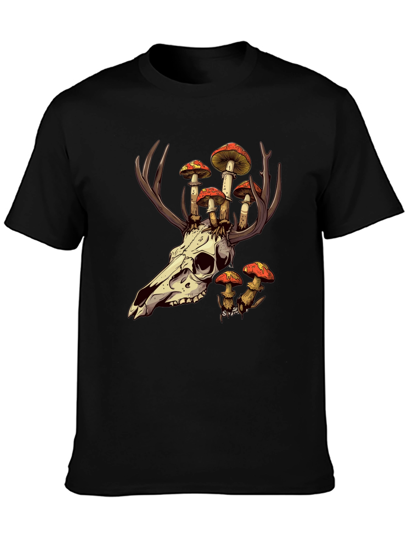 Skull and Mushroom T-Shirt - Unique Graphic Tee
