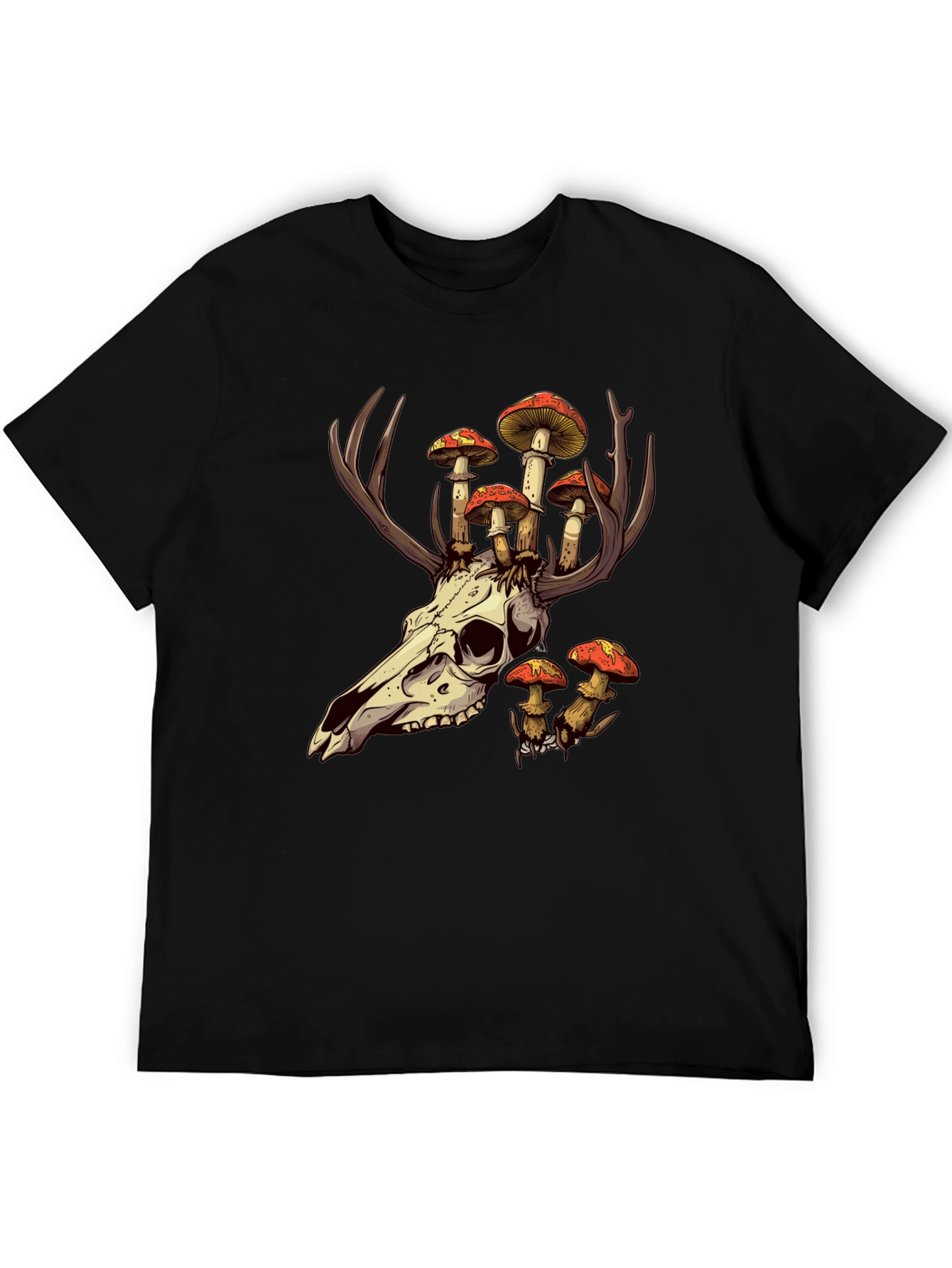 Skull and Mushroom T-Shirt - Unique Graphic Tee