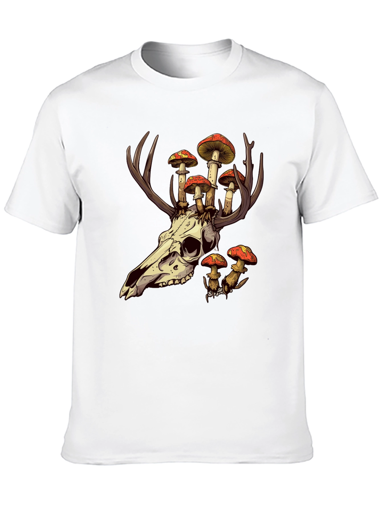 Skull and Mushroom T-Shirt - Unique Graphic Tee
