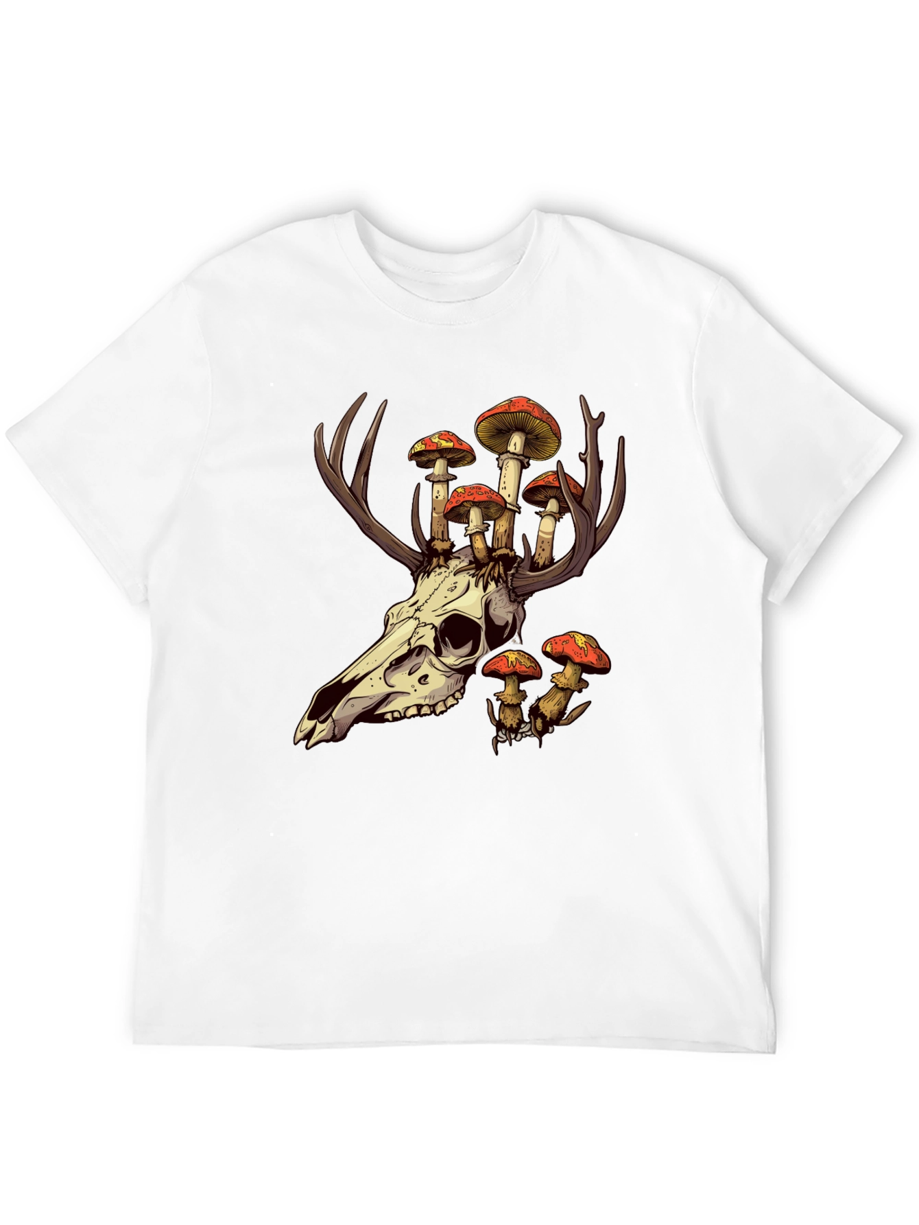 Skull and Mushroom T-Shirt - Unique Graphic Tee