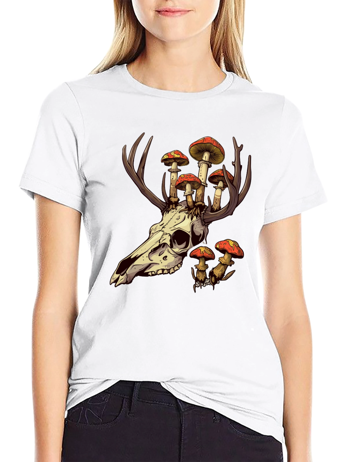 Skull and Mushroom T-Shirt - Unique Graphic Tee