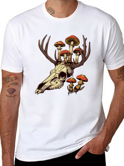 Skull and Mushroom T-Shirt - Unique Graphic Tee