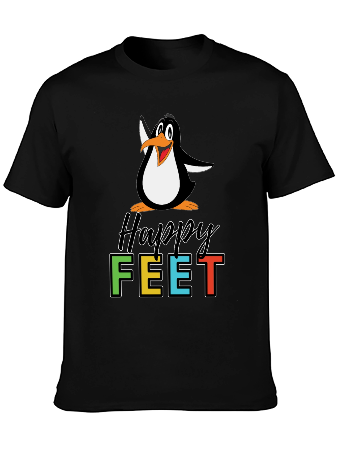 Happy Feet Penguin Graphic Tee - Black T-Shirt