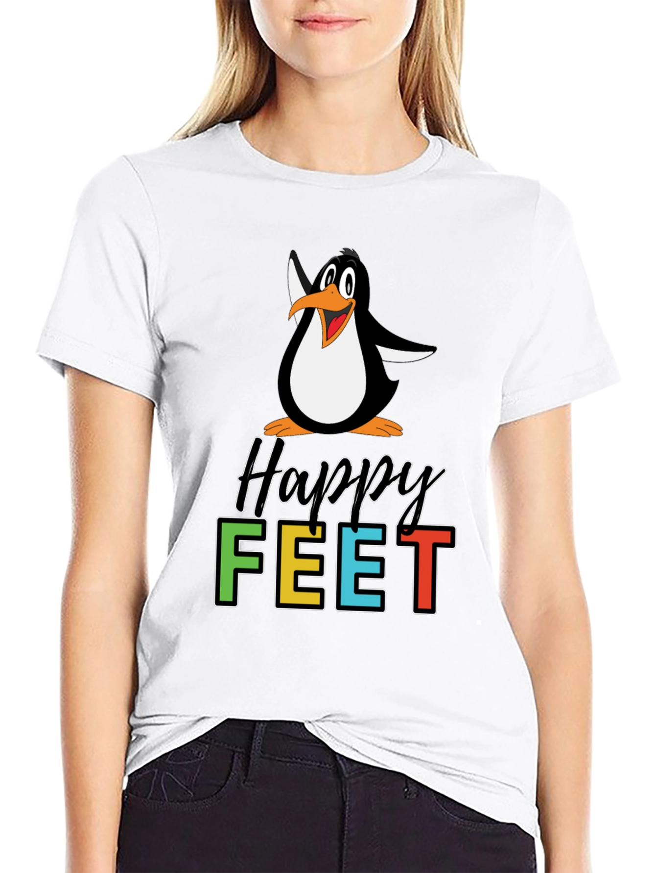 Happy Feet Penguin Graphic Tee - Black T-Shirt