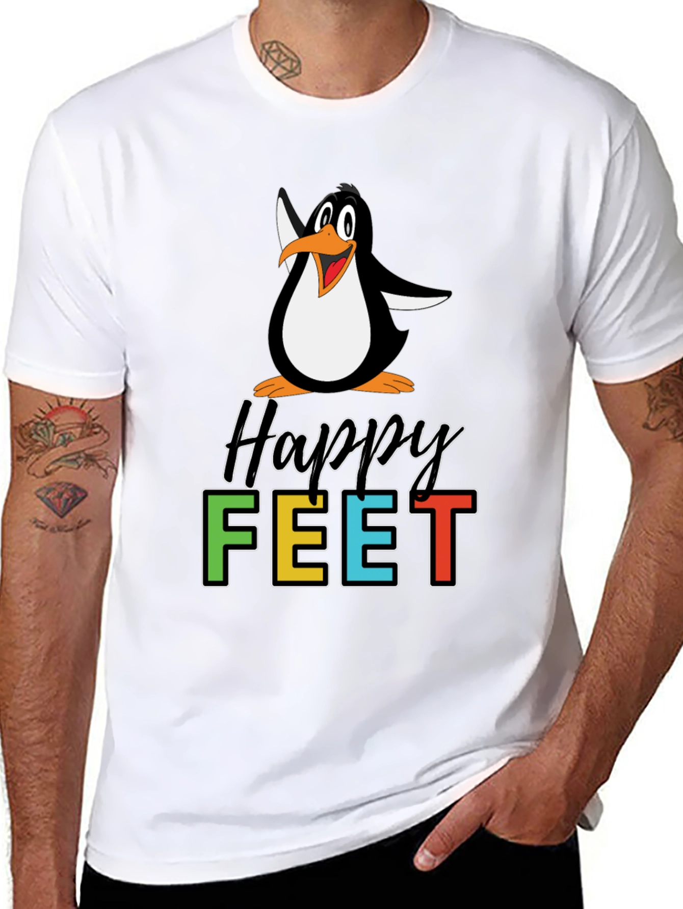 Happy Feet Penguin Graphic Tee - Black T-Shirt