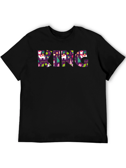 Festive King Graphic Print Black T-Shirt