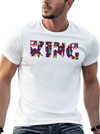 Festive King Graphic Print Black T-Shirt