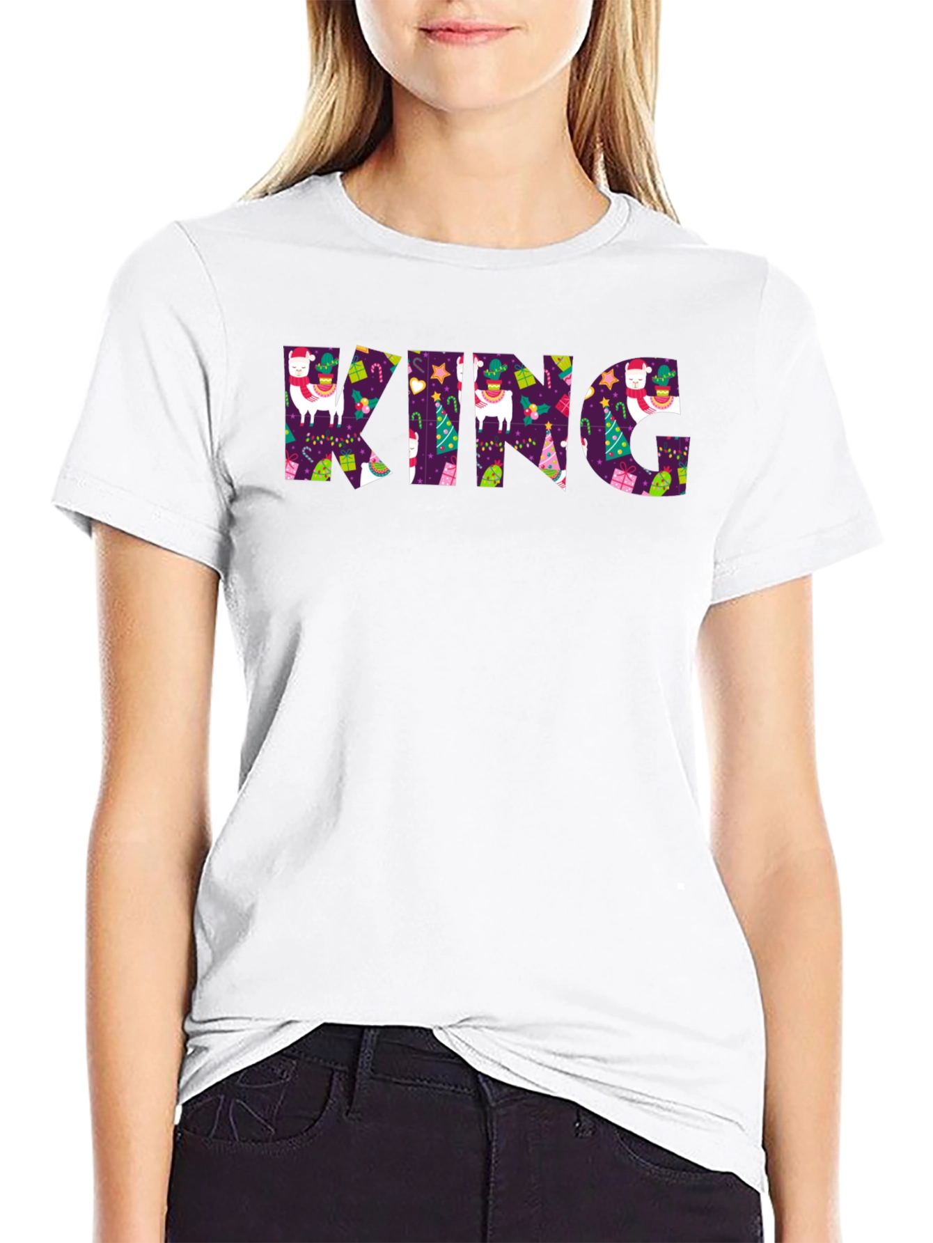 Festive King Graphic Print Black T-Shirt