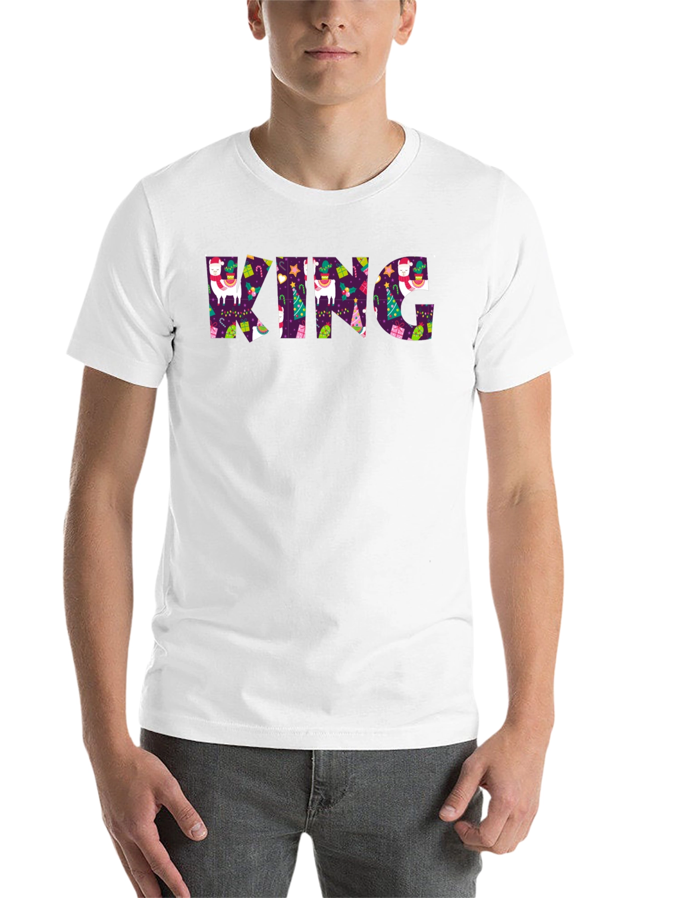 Festive King Graphic Print Black T-Shirt
