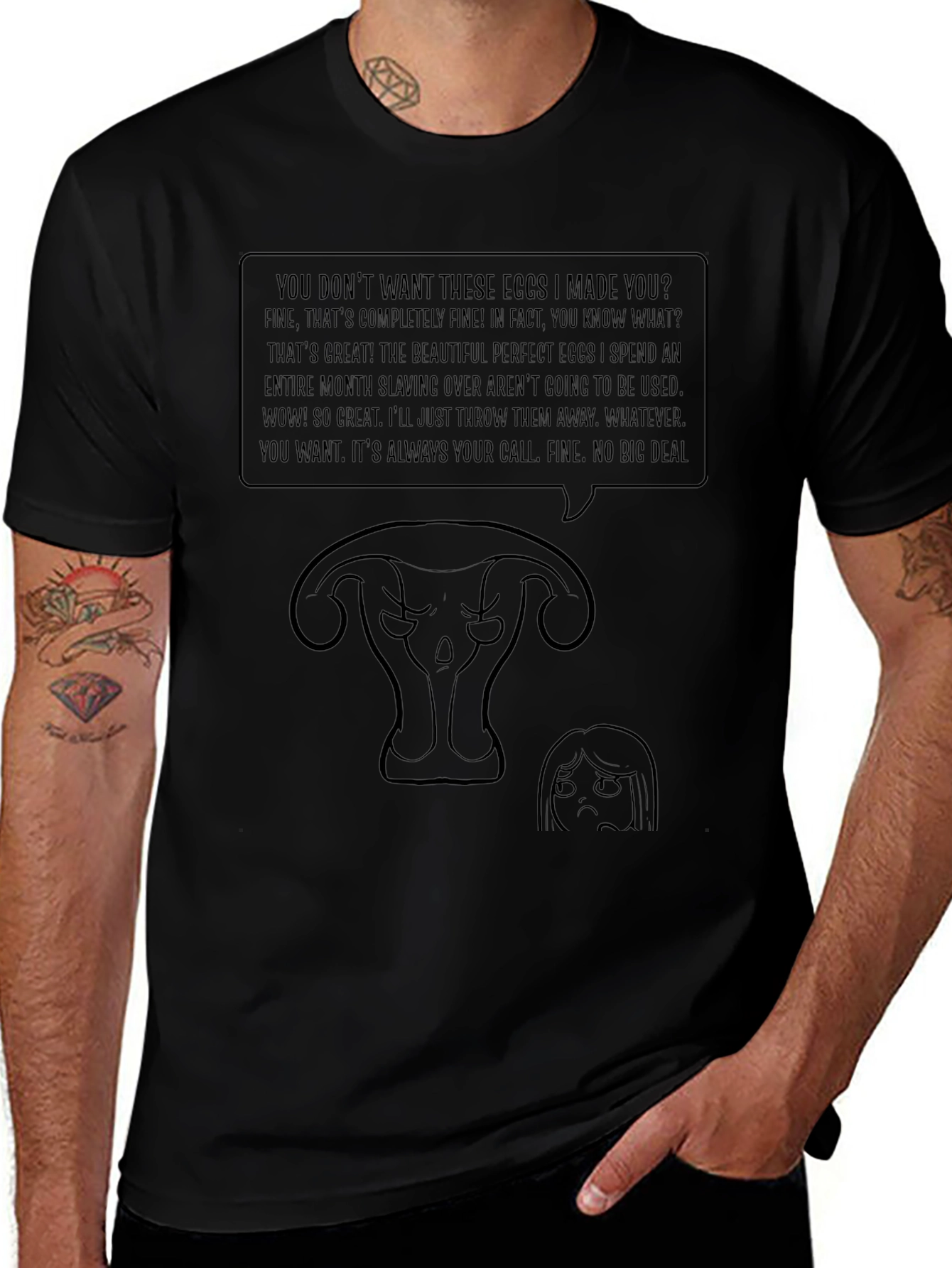 Humorous Uterus T-Shirt - Eggs I Made You