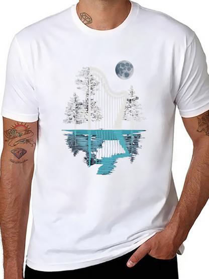 Harp & Moon T-Shirt - Reflective Design