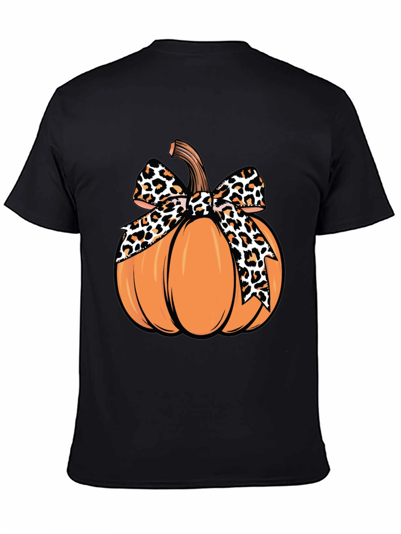 Pumpkin Leopard Bow T-Shirt - Fall Apparel