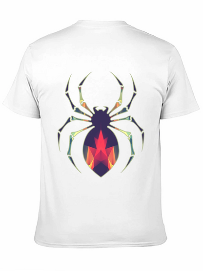 Geometric Spider Graphic Tee - Modern Halloween Style
