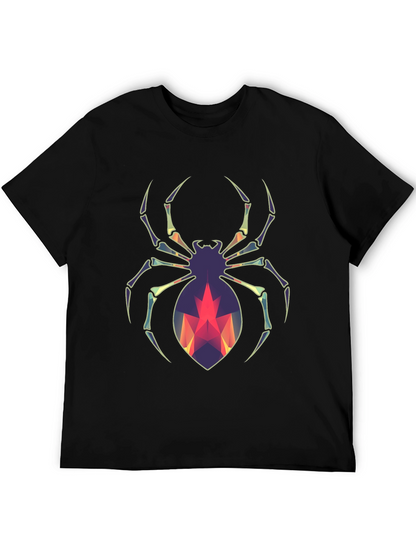 Geometric Spider Graphic Tee - Modern Halloween Style