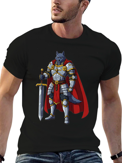 Wolf Knight Graphic Tee - Medieval Fantasy Shirt