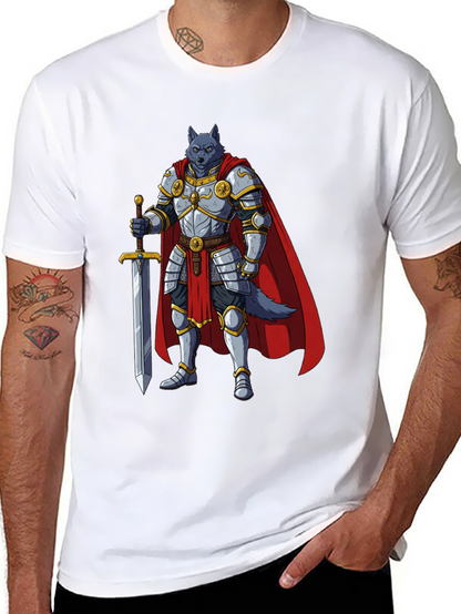 Wolf Knight Graphic Tee - Medieval Fantasy Shirt