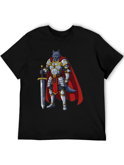 Wolf Knight Graphic Tee - Medieval Fantasy Shirt