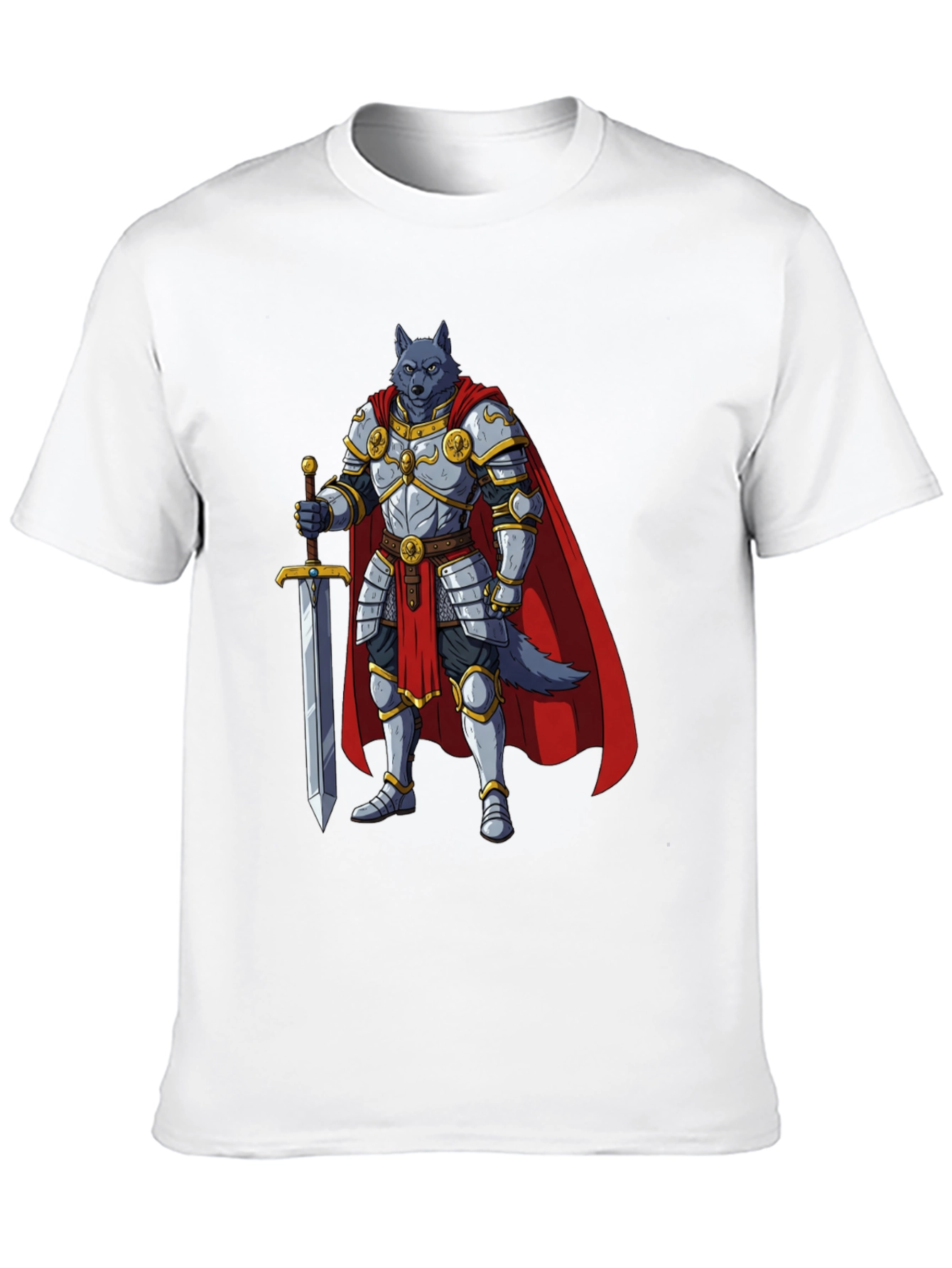 Wolf Knight Graphic Tee - Medieval Fantasy Shirt