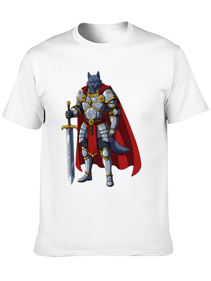 Wolf Knight Graphic Tee - Medieval Fantasy Shirt