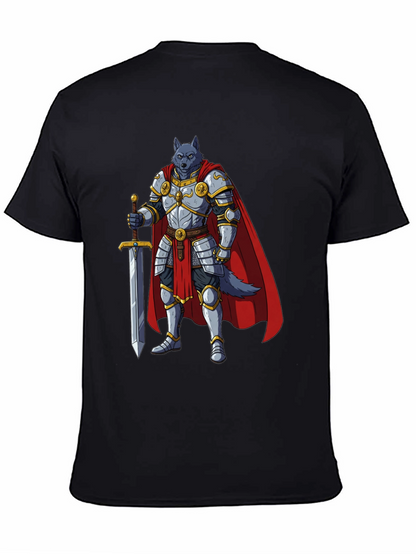 Wolf Knight Graphic Tee - Medieval Fantasy Shirt