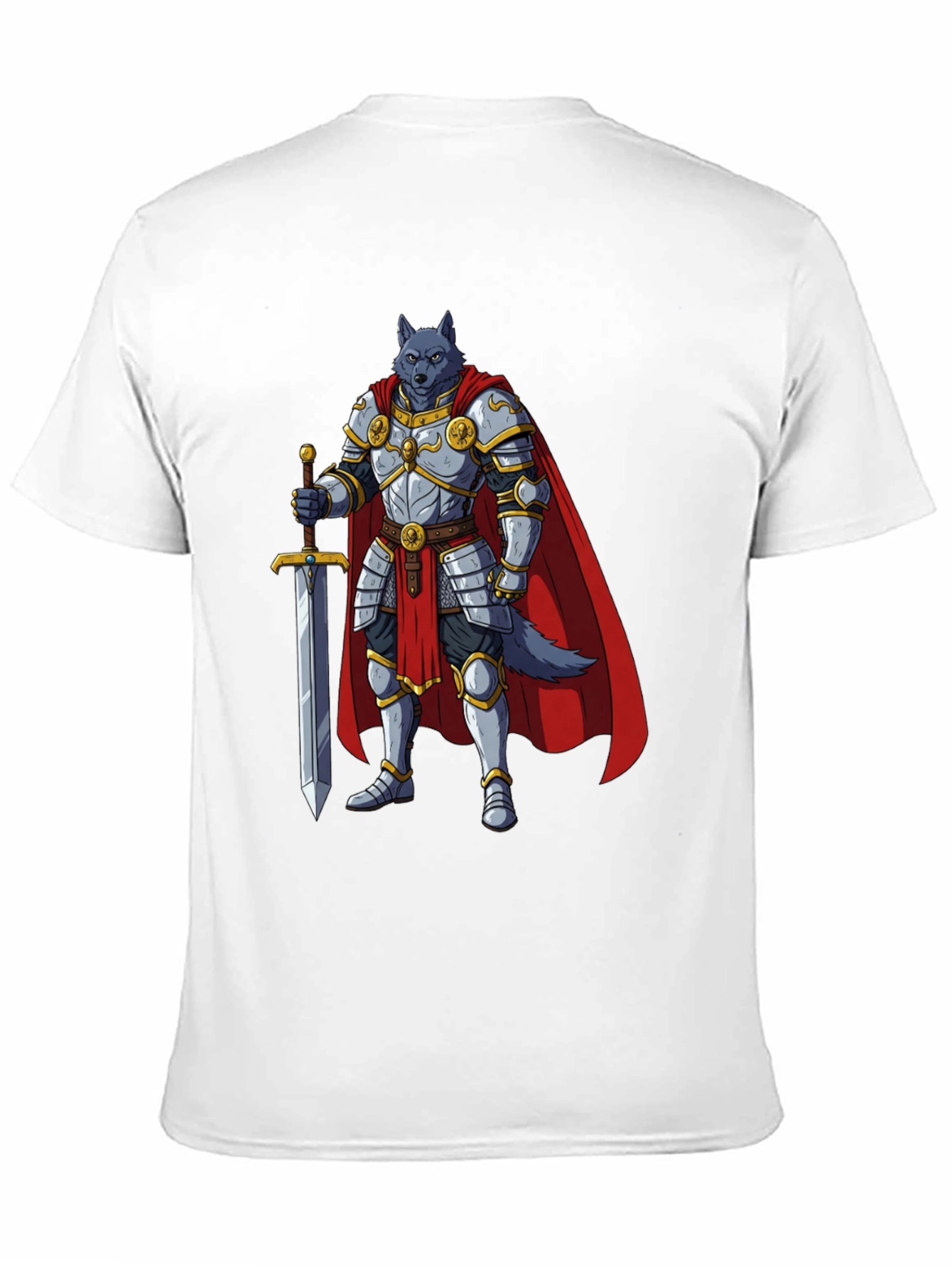 Wolf Knight Graphic Tee - Medieval Fantasy Shirt