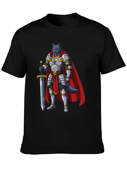 Wolf Knight Graphic Tee - Medieval Fantasy Shirt