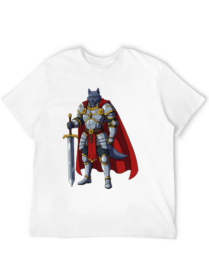 Wolf Knight Graphic Tee - Medieval Fantasy Shirt