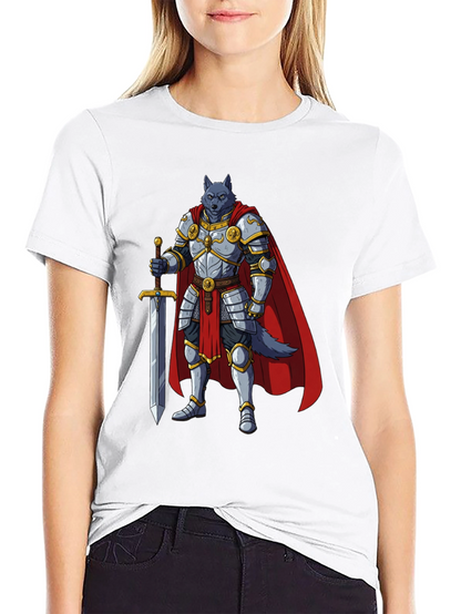 Wolf Knight Graphic Tee - Medieval Fantasy Shirt