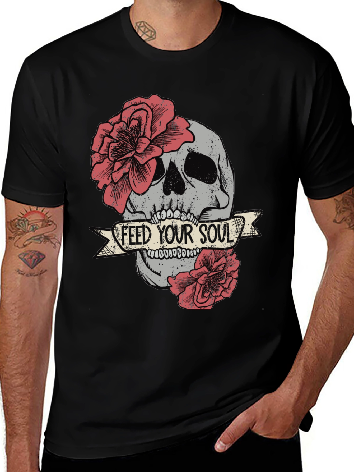 Skull & Roses Graphic Tee - Feed Your Soul