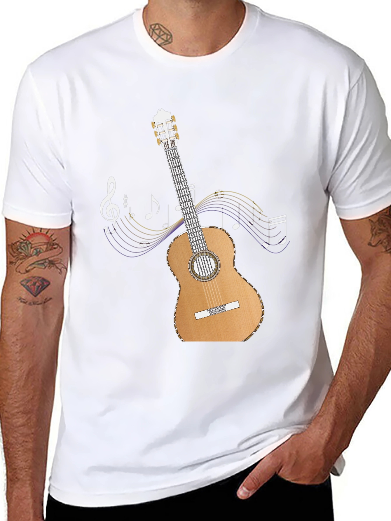 Guitar Music Notes Graphic T-Shirt
