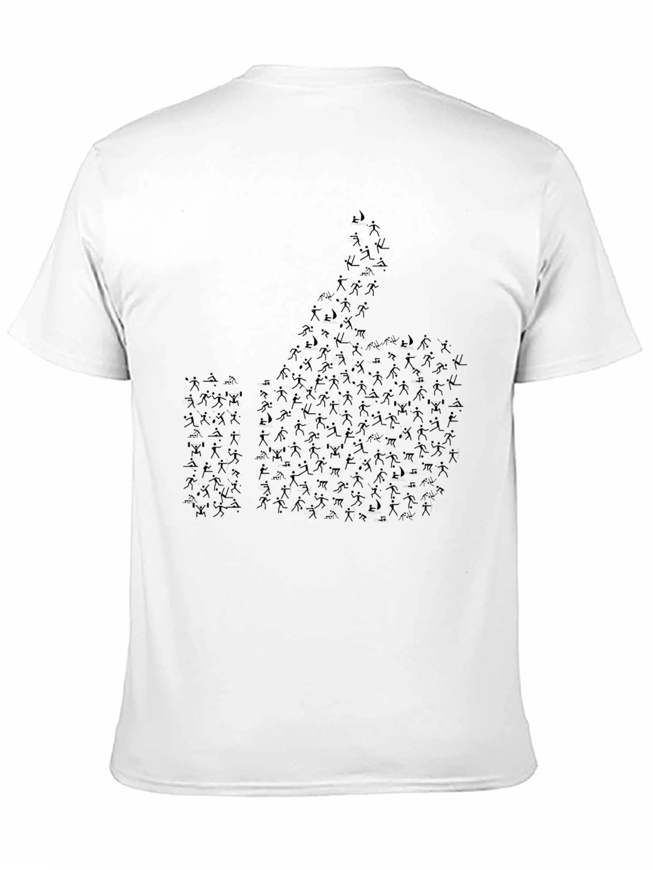 Thumbs Up Stick Figure Graphic Tee - Black