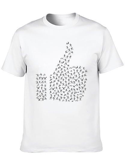 Thumbs Up Stick Figure Graphic Tee - Black