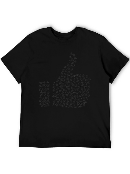 Thumbs Up Stick Figure Graphic Tee - Black