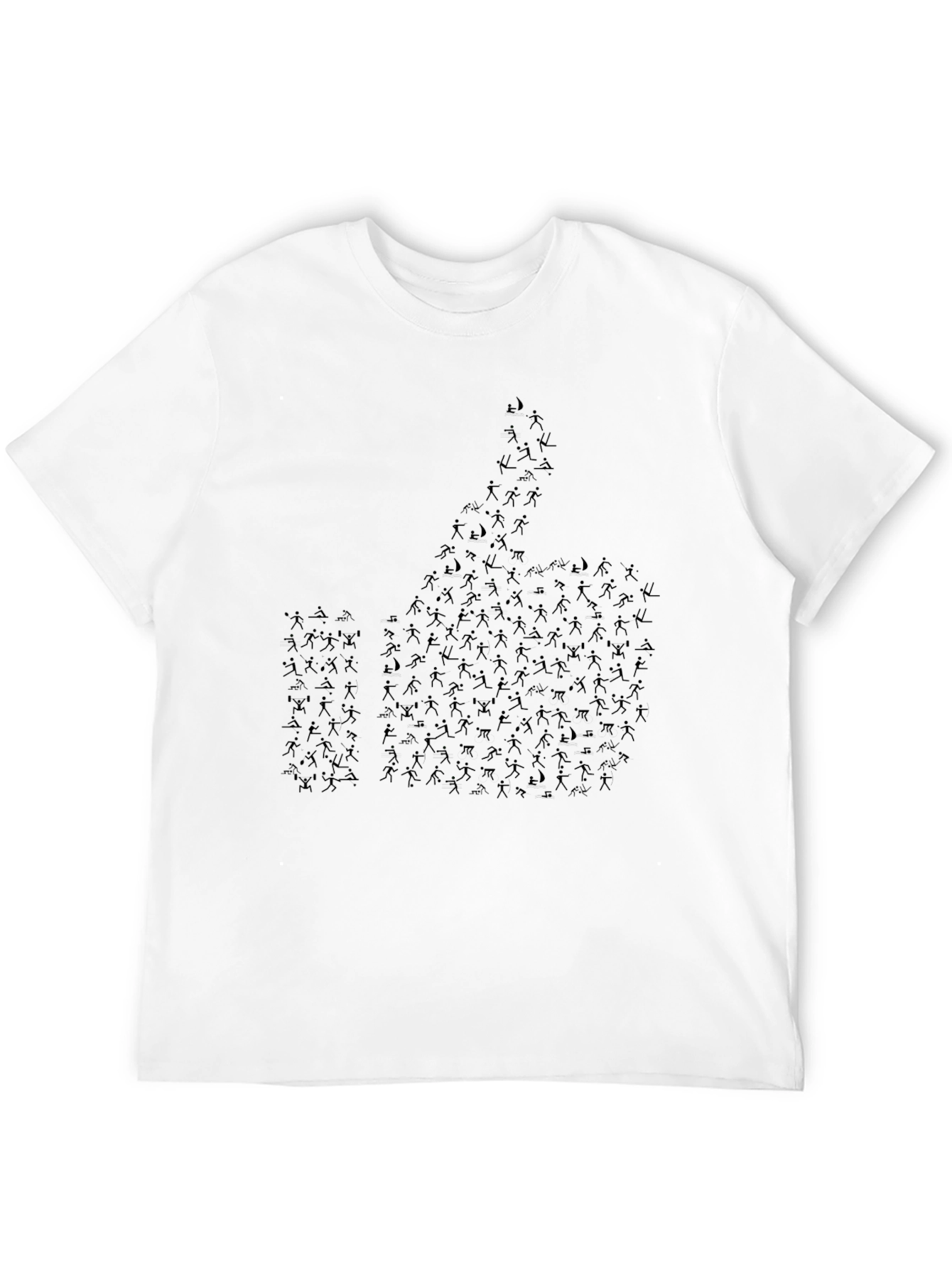Thumbs Up Stick Figure Graphic Tee - Black