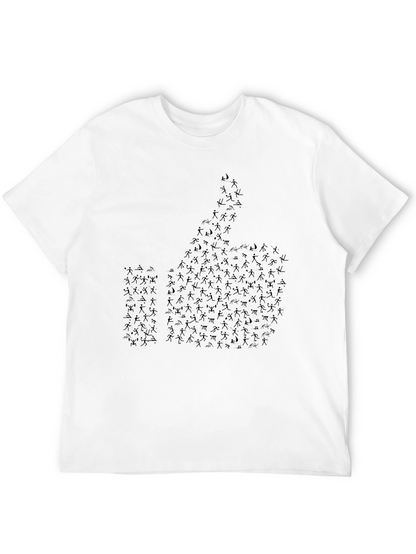 Thumbs Up Stick Figure Graphic Tee - Black